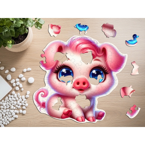 Puzzle Drewniane Świnka 58 elementów